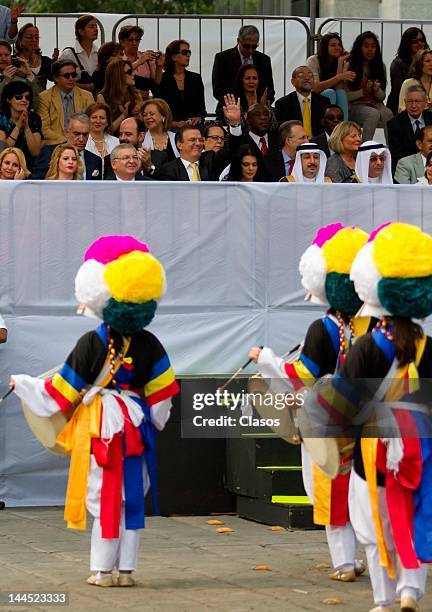 Marcelo Ebrard during the openning parade of the Feria de las Culturas Amigas at Reforma Avenue on May 12, 2012 in Mexico City, Mexico.