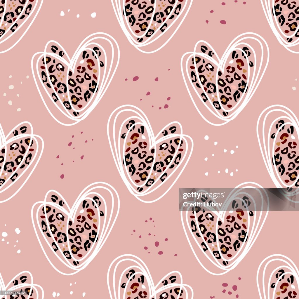 Limited Too Heart Pattern Heart Signs Seamless Pattern And Stylized Leopard Pattern Inside The ...