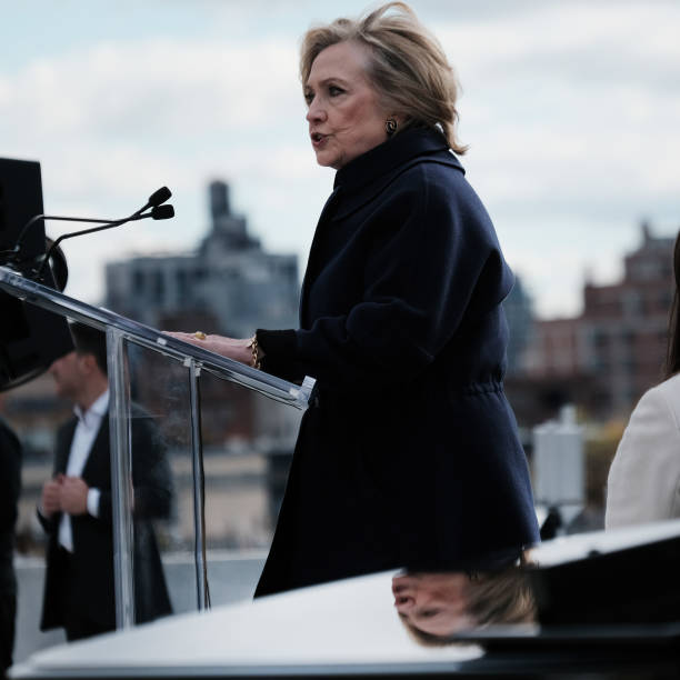NY: Hillary Clinton Speaks At Eyes On Iran Art Installation On NYC's Roosevelt Island