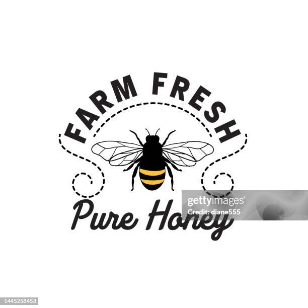 farm fresh yellow and black honey bee icon - bumblebee white stock illustrations