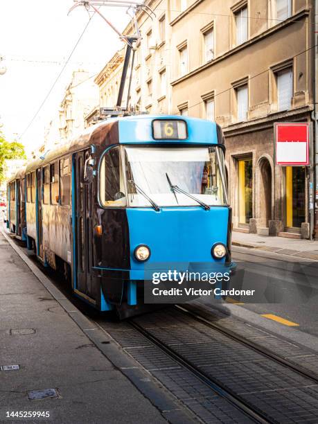 tramway - zagreb tram stock pictures, royalty-free photos & images