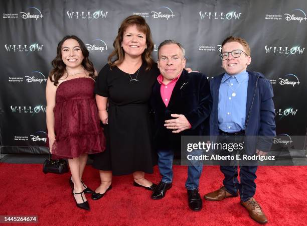 Annabelle Davis, Samantha Davis, Warwick Davis, and Harrison Davis attend a special influencer screening of Willow at The Magic Castle in Hollywood,...