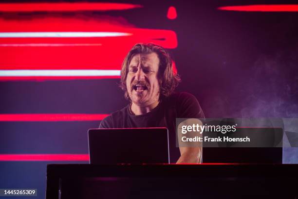 Austrian DJ Parov Stelar performs live on stage during a concert at the Velodrom on November 26, 2022 in Berlin, Germany.