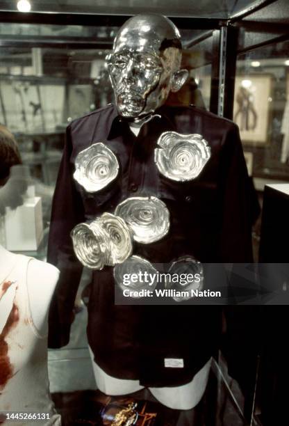 View of the shirt worn by the T-1000 portrayed by Robert Patrick from the movie Terminator 2: Judgment Day on sale at the Entertainment Memorabilia...