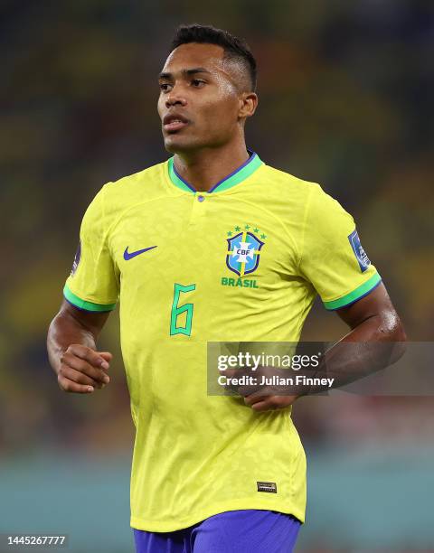 Alex Sandro of Brazil looks on during the FIFA World Cup Qatar 2022 Group G match between Brazil and Switzerland at Stadium 974 on November 28, 2022...