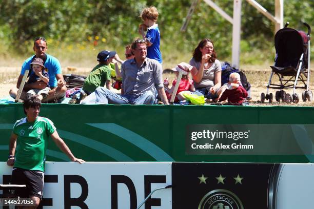 Head coach Joachim Loew looks on during a Germany training session at Campo Sportivo Comunale Andrea Dora on May 15, 2012 in Olbia, Italy.