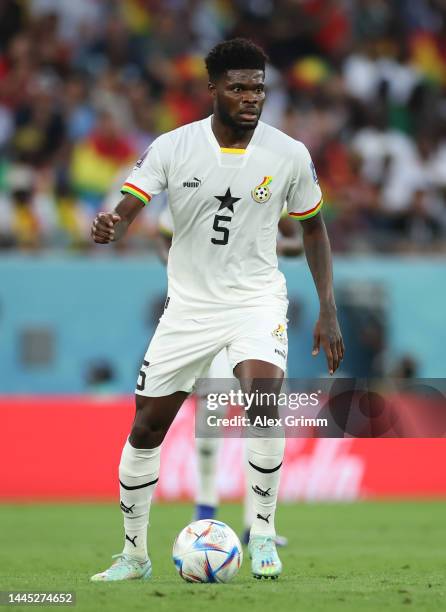 Thomas Partey of Ghana controls the ball during the FIFA World Cup Qatar 2022 Group H match between Korea Republic and Ghana at Education City...