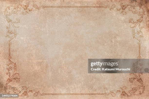 old paper with classy frame background - antique stock pictures, royalty-free photos & images