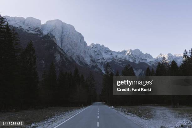 valbona albanian alps and road - hdri background stock pictures, royalty-free photos & images