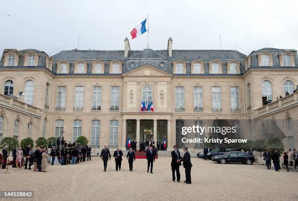 General view outside the Elysee presidential Palace on May 15, 2012 in Paris, France, where France's president-elect Francois Hollande was earlier...