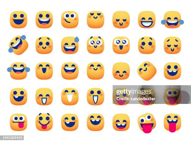 emoticon-sammlung glück und zufriedenheit - stick out tongue emoji stock-grafiken, -clipart, -cartoons und -symbole