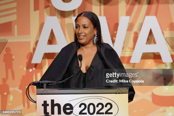 Anika Poitier speaks onstage during the 2022 Gotham Awards at Cipriani Wall Street on November 28, 2022 in New York City.
