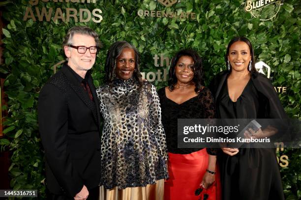 Derik Murray, Pamela Poitier, Beverly Poitier-Henderson, and Anika Poitier attend The 2022 Gotham Awards at Cipriani Wall Street on November 28, 2022...