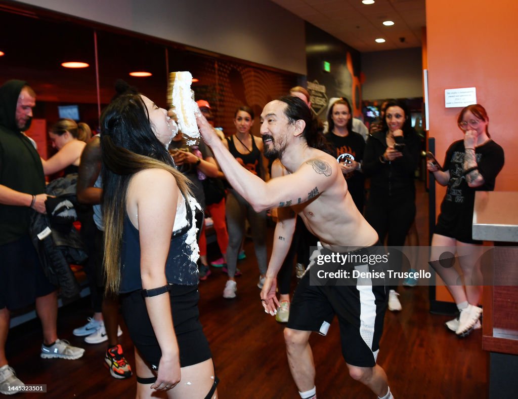Orangetheory Fitness' Chief Music Officer, DJ Steve Aoki, Surprises Members At A Las Vegas Orangetheory Class