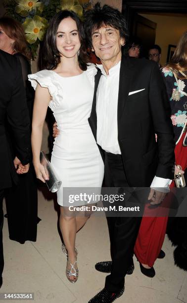 Sally Humphries and Ronnie Wood attend the Marie Curie Cancer Fundraiser hosted by Heather Kerzner at Claridge's Hotel on May 15, 2012 in London,...