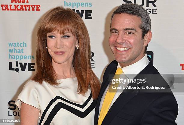 Personality Kathy Griffin and Bravo's Executive Vice President of Development & Talent arrive to Bravo Media's celebration of the book release of...