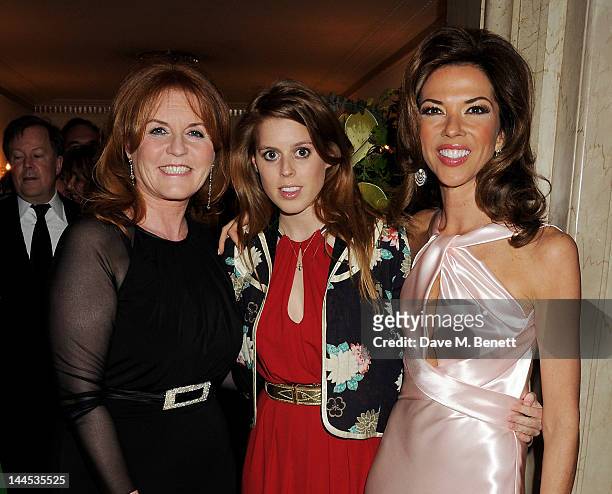 Sarah Ferguson, Duchess of York, Princess Beatrice of York and Heather Kerzner attend the Marie Curie Cancer Fundraiser hosted by Heather Kerzner at...