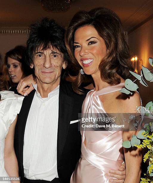 Ronnie Wood and Heather Kerzner attend the Marie Curie Cancer Fundraiser hosted by Heather Kerzner at Claridge's Hotel on May 15, 2012 in London,...