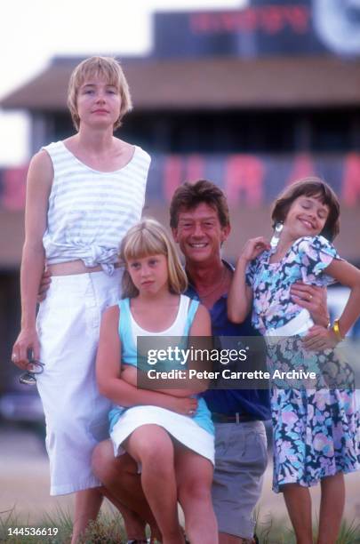Actors Karen Young, Cassie Barasch, John Hurt and Ellie Raab on location filming the movie 'Little Sweetheart' in 1987 on St. George Island in...