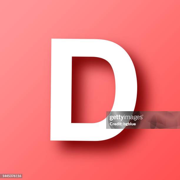 letter d. icon on red background with shadow - images of letter d stock illustrations