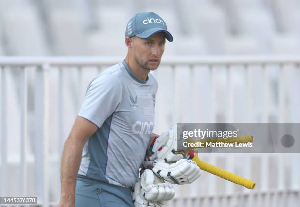 Joe Root of England pictured during a Nets Session ahead of the First Test match at Rawalpindi Cricket Stadium on November 29, 2022 in Rawalpindi,...