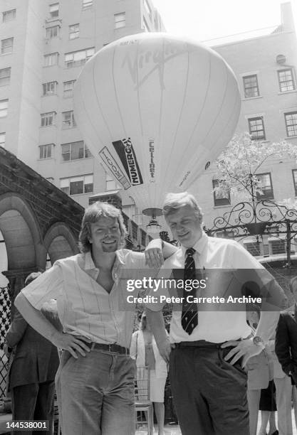 Richard Branson and Per Lindstrand attend a press conference to announce their 'Trans Atlantic Balloon Challenge' attempt to cross the Atlantic Ocean...