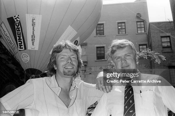 Richard Branson and Per Lindstrand attend a press conference to announce their 'Trans Atlantic Balloon Challenge' attempt to cross the Atlantic Ocean...