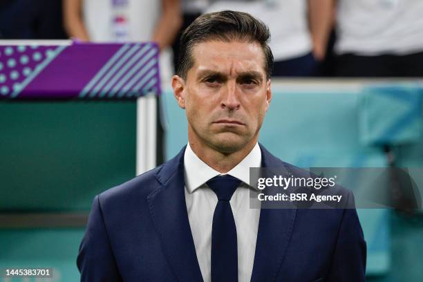 Uruguay head coach Diego Alonso looks on prior to the Group H - FIFA World Cup Qatar 2022 match between Portugal and Uruguay at the Lusail Stadium on...