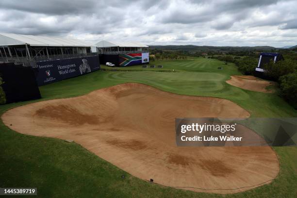 View of the 18th greenprior to the Investec South African Open Championship at Blair Atholl Golf & Equestrian Estate on November 29, 2022 in...