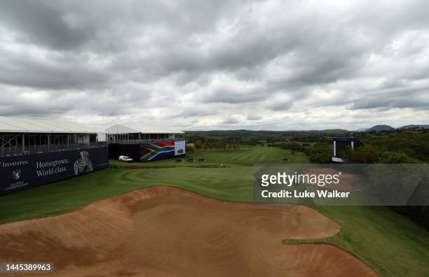 View of the 18th greenprior to the Investec South African Open Championship at Blair Atholl Golf & Equestrian Estate on November 29, 2022 in...