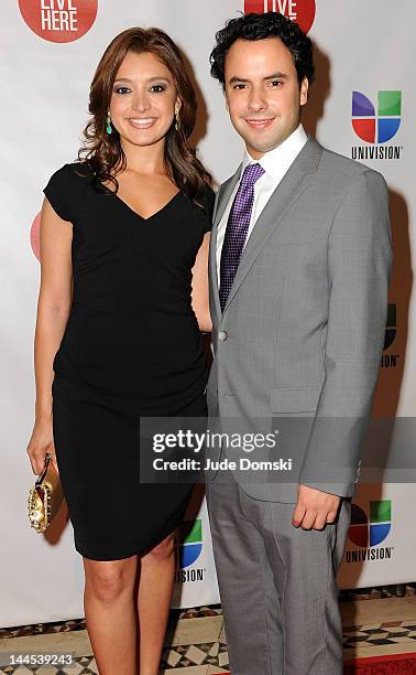 Antonietta Collins and Alejandro Berry, anchors of Univision Deportes Extra at Cipriani 42nd Street on May 15, 2012 in New York City.