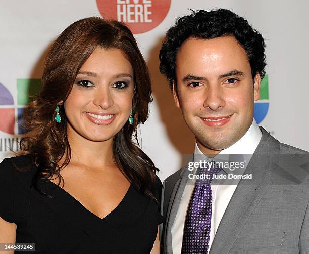 Antonietta Collins and Alejandro Berry, anchors of Univision Deportes Extra at Cipriani 42nd Street on May 15, 2012 in New York City.