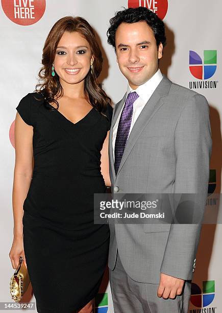 Antonietta Collins and Alejandro Berry, anchors of Univision Deportes Extra at Cipriani 42nd Street on May 15, 2012 in New York City.