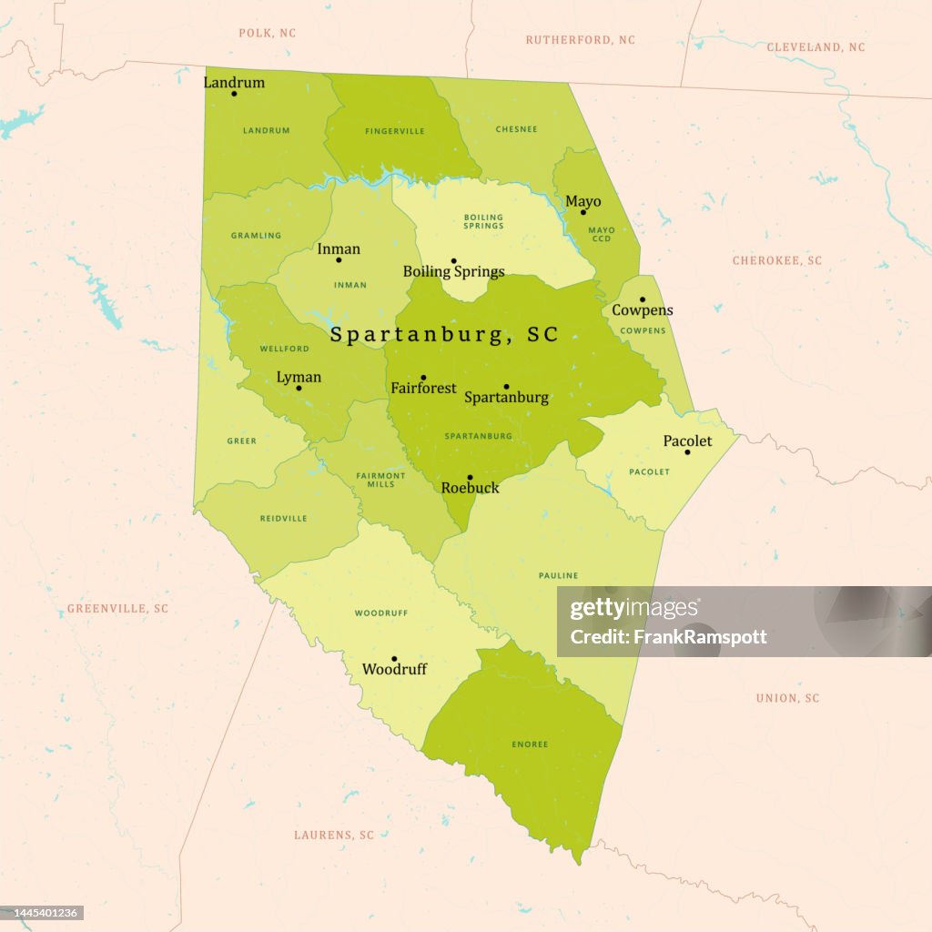 SC Spartanburg County Vector Map Green