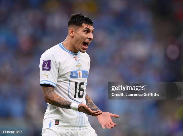 Mathias Olivera of Uruguay looks on during the FIFA World Cup Qatar 2022 Group H match between Portugal and Uruguay at Lusail Stadium on November 28,...