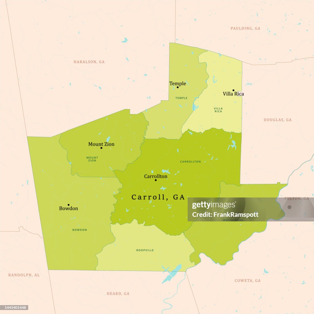 GA Carroll County Vector Map Green