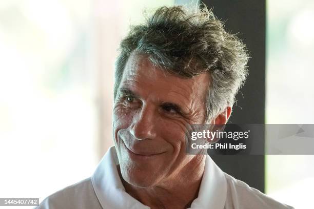 Former footballer Gianfranco Zola in media interview prior to the MCB Tour Championship - Seychelles at Constance Lemuria on November 29, 2022 in...