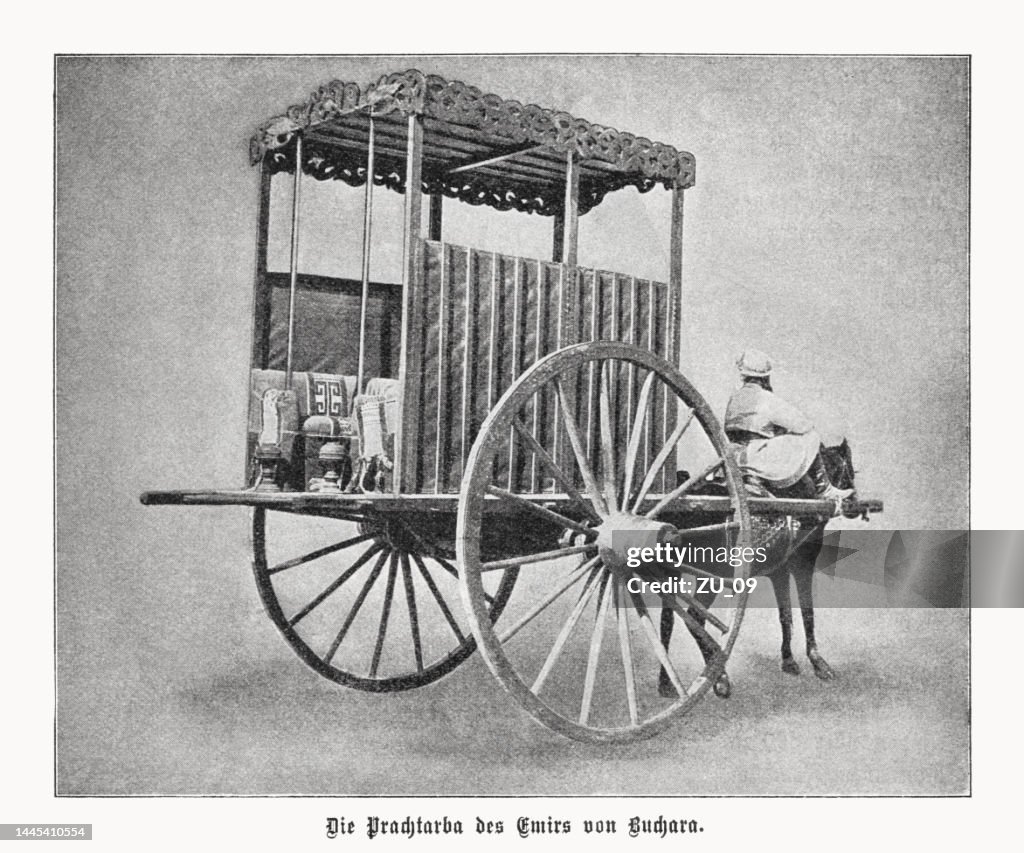 Araba of the Emir of Bukhara, Uzbekistan, halftone, published 1899