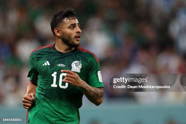 Alexis Vega of Mexico looks on during the FIFA World Cup Qatar 2022 Group C match between Argentina and Mexico at Lusail Stadium on November 26, 2022...