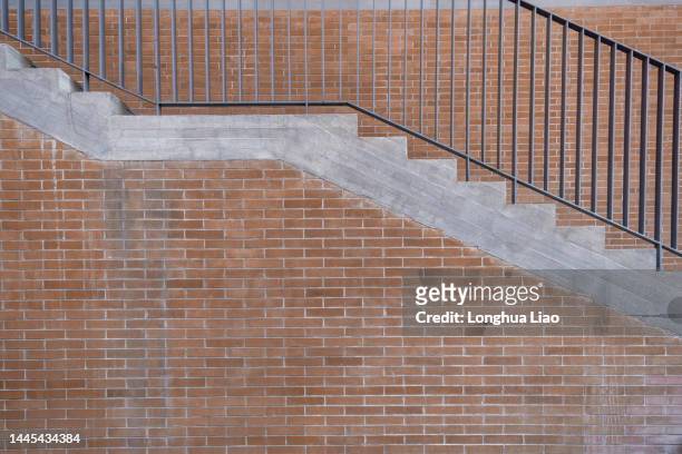 red brick walls and concrete stairs - 上海 stock pictures, royalty-free photos & images