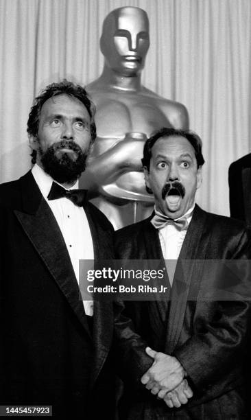 Oscar presenters Cheech Marin and Tommy Chong backstage at the 56th Annual Academy Awards Show, April 9, 1984 in Los Angeles, California.