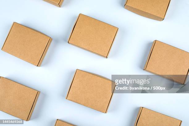 paper boxes on light background top view,flat lay zero waste concept,eco gifts,kazakhstan - business flat lay stock pictures, royalty-free photos & images