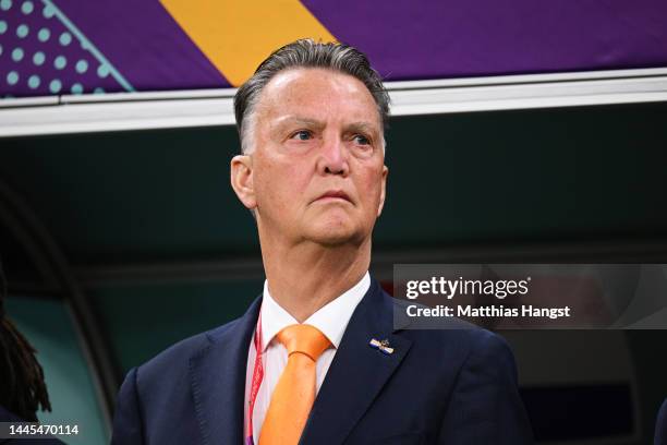 Louis van Gaal, Head Coach of Netherlands, looks on prior to the FIFA World Cup Qatar 2022 Group A match between Netherlands and Qatar at Al Bayt...