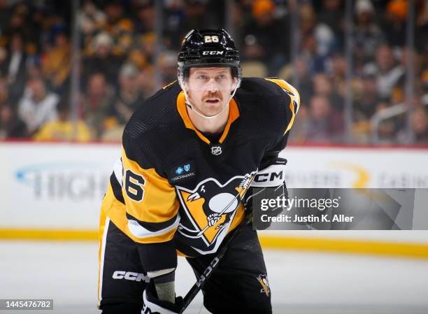 Jeff Petry of the Pittsburgh Penguins in action against the Toronto Maple Leafs during the game at PPG PAINTS Arena on November 26, 2022 in...