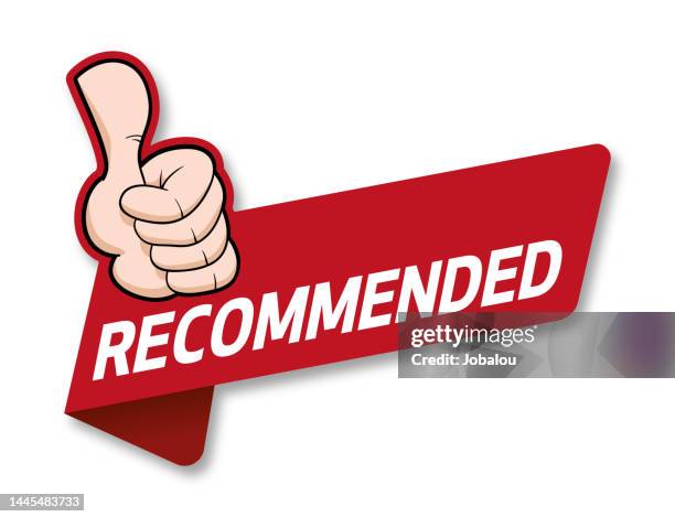 stockillustraties, clipart, cartoons en iconen met thumbs ups banner recommended - certificate icon