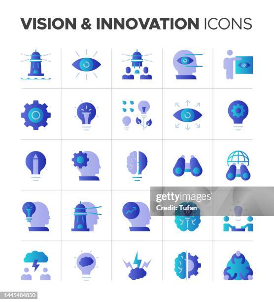 business vision and innovation icon set - mission, startup and integrity gradient vector - gradient icons stock illustrations
