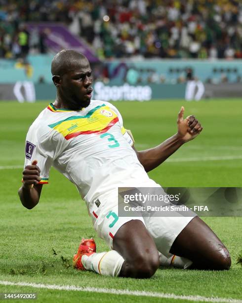 Kalidou Koulibaly of Senegal celebrates after scoring their team’s second goal during the FIFA World Cup Qatar 2022 Group A match between Ecuador and...