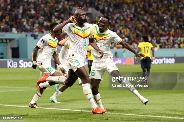 Kalidou Koulibaly of Senegal celebrates after scoring their team’s second goal during the FIFA World Cup Qatar 2022 Group A match between Ecuador and...