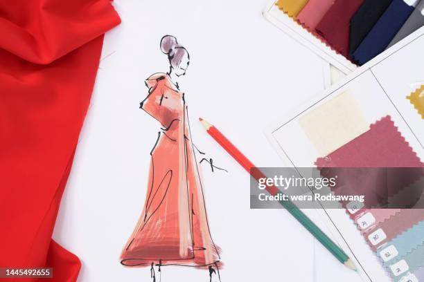 fashion design sketching - textile industry stock pictures, royalty-free photos & images