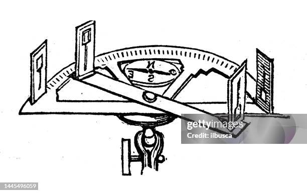antique engraving illustration: graphometer - metric system stock illustrations